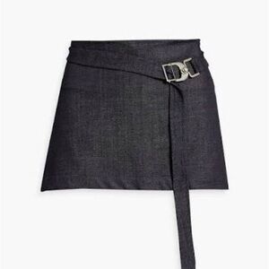 Black Belted Denim Mini Skirt